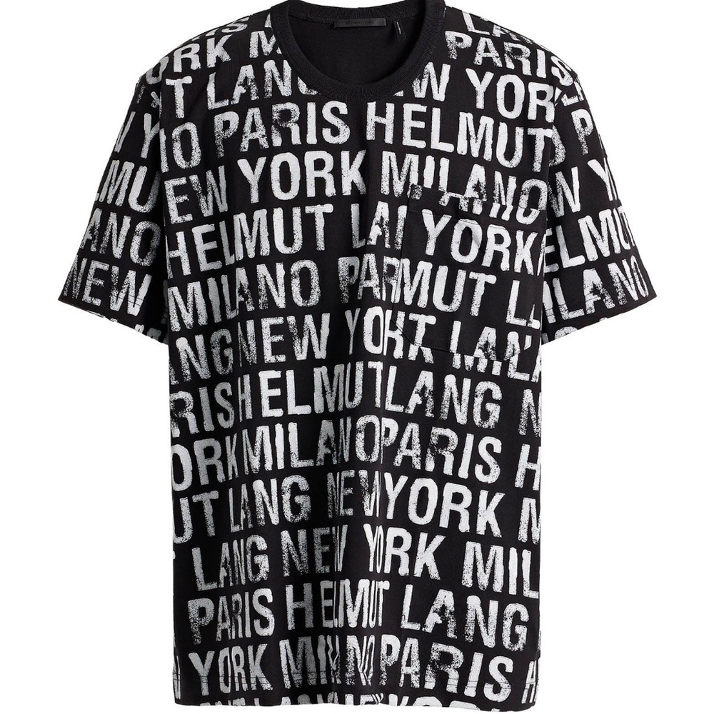 Helmut Lang Black and White Graphic Short Sleeve Tee